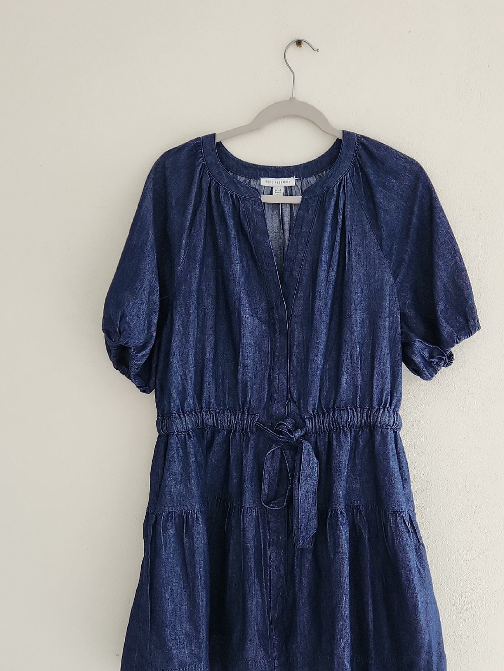 FREE ASSEMBLY Women’s Navy Blue Tiered Drawstring Dress